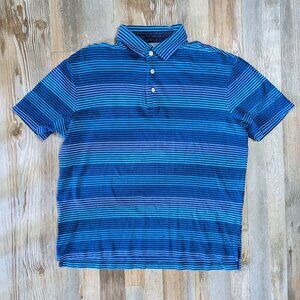 Daniel Cremieux Blue Stripe Polo Cotton Shirt Men's M
